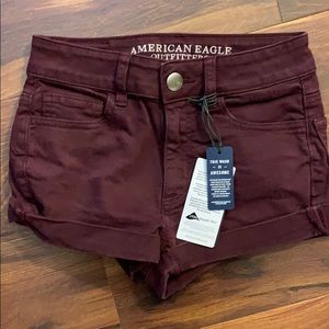 New Burgundy American eagle high rise Shortie